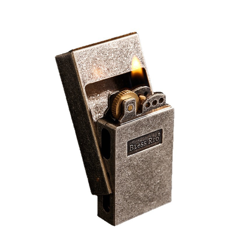 Men Accessories Drawer - Retro-Schleifscheiben-Feuerzeug, altmodische Schublade, Benzin-Feuerzeug, offene Flamme,