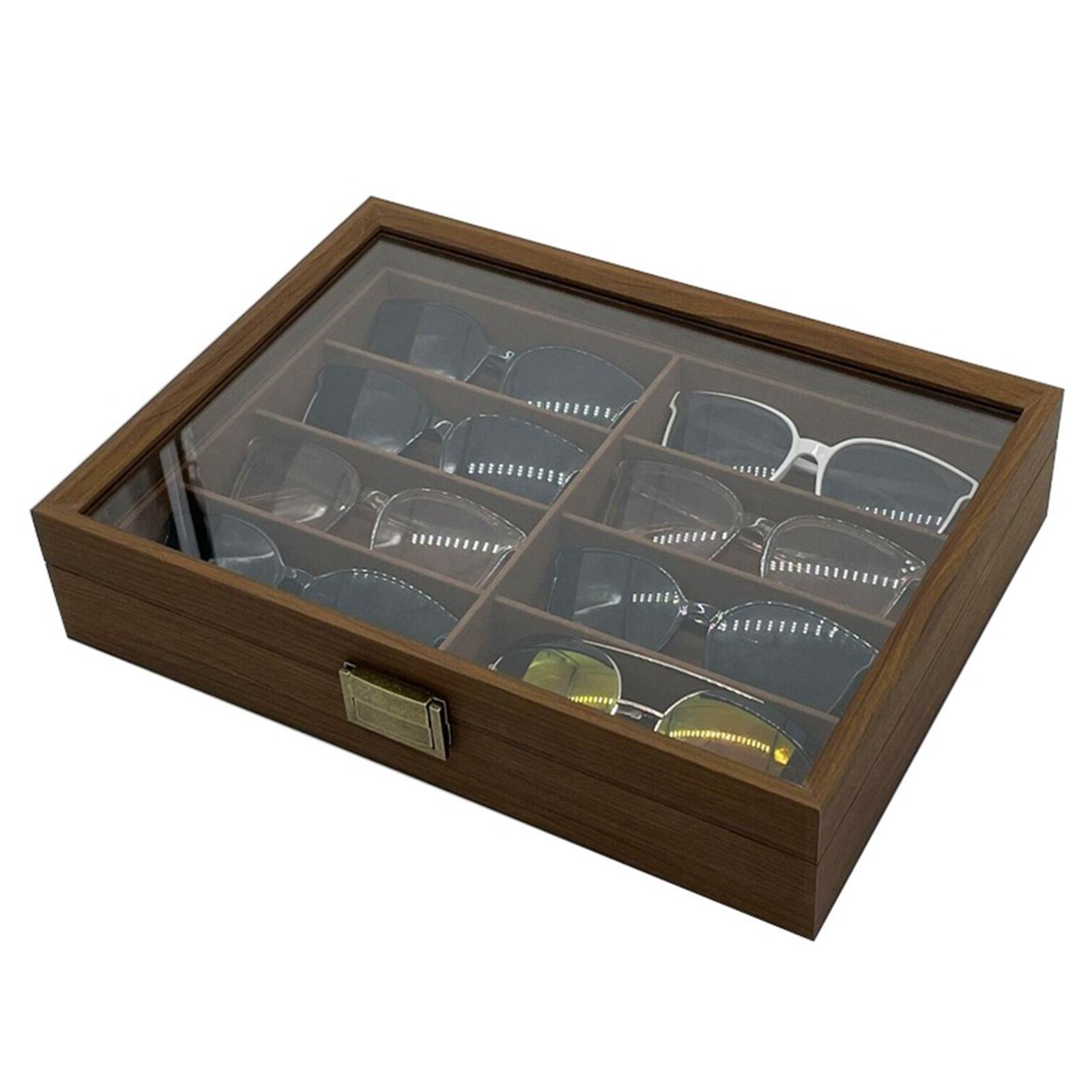 Men Accessories Drawer - Holz-Sonnenbrillen-Organizer-Box mit 8 Fächern, tragbar mit