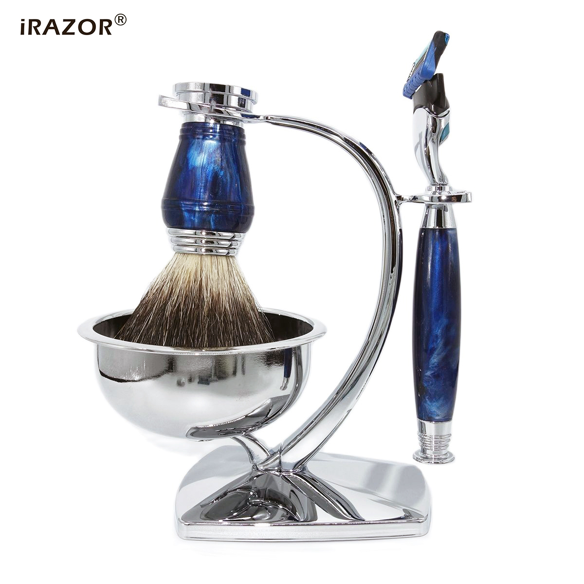 Men Accessories Combo Gift - iRAZOR Neues königsblaues 5-lagiges Fusion-Sicherheitsrasierer-Rasierset, Friseurwerkzeug-Zubehör,