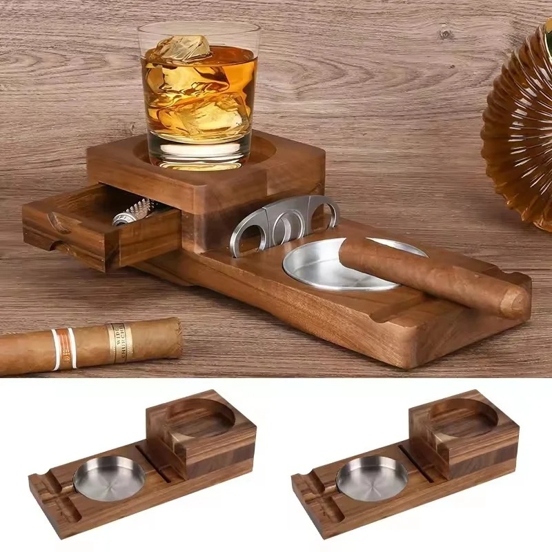 Men Accessories Drawer - Zigarrenaschenbecher aus Holz mit Schublade –